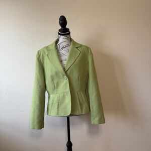 Vintage Giorgio Sant'Angelo Green Textured Peplum Blazer Jacket Size 12